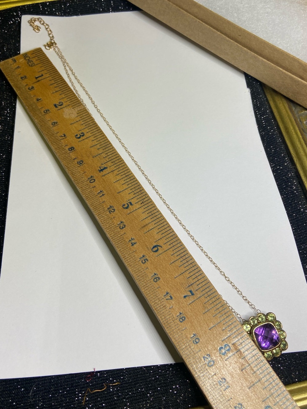 925 Gold Peridot Amethyst Pendant on 16” 585 Yellow Gold Vintage Chain Beautiful - Picture 9 of 12